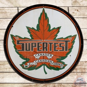 Supertest Gasoline 48" Double Sided Porcelain Sign w/ Ring & Maple Leaf Logo