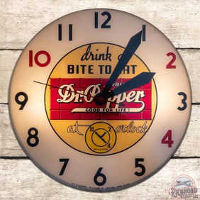 Outstanding Dr. Pepper "Drink a Bite to Eat" Telechron Advertising Clock