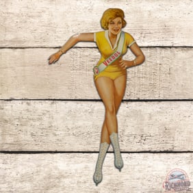 Veedol Motor Oils Skater Girl Single Sided Tin Sign w/ Logo