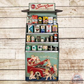 Whiz "For Better Car Care" Service Center Advertising Display Cabinet w/ 24 Cans