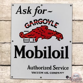 Superb Ask for Gargoyle Mobiloil Authorized Service Single Sided Porcelain Sign