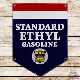 Standard Ethyl Gasoline Die Cut Single Sided Porcelain Sign w/ Logo