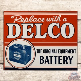 Replace with a Delco Battery Double Sided Tin Flange Sign