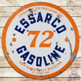Essarco "72" Gasoline 30" Double Sided Porcelain Sign