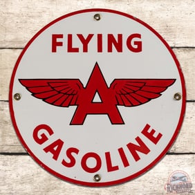Exceptional Flying A Gasoline Single Sided Porcelain Pump Plate Logo Sign
