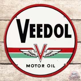 Veedol Motor Oils 10" Single Sided Porcelain Sign w/ Winged Logo