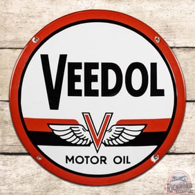 Veedol Motor Oil Convex 12" Single Sided Porcelain Sign w/ Logo