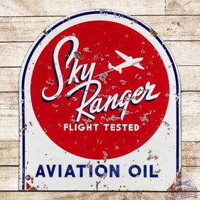 Sky Ranger Flight Tested Aviation Tested Double Sided Porcelain Tombstone Sign w/ Plane