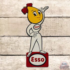 Esso Motor Oils "Oil Drop Girl" Die Cut Single Sided Tin Sign w/ Logo