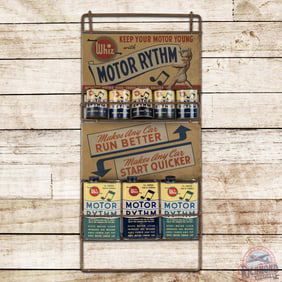 Whiz Motor Rhythm "Keep Your Motor Young" Single Sided Tin Display Rack Sign w/ Baby & Cans