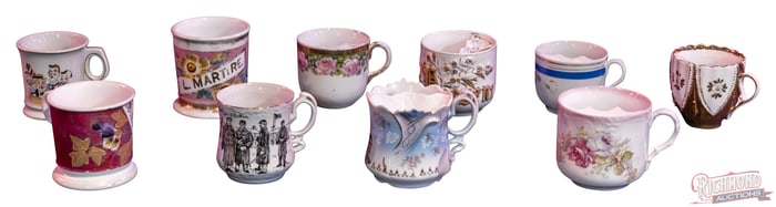 Group of 10 Barber Shop Shaving Mugs