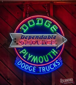 Dodge Plymouth Dependable Service Dodge Trucks Single Sided Porcelain Neon Sign