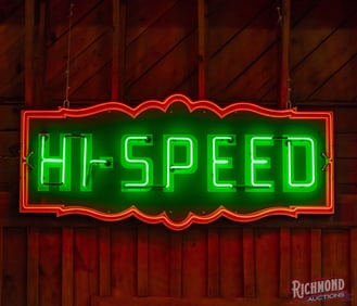 Hi-Speed Gasoline 7' Single Sided Porcelain Neon Sign