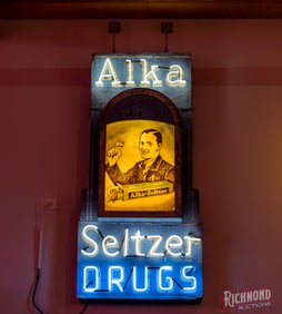 Amazing Alka Seltzer Drugs "Be Wise Try It" Single Sided Tin Neon Sign 