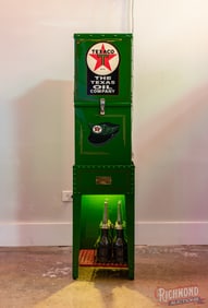 Restored Bowser Texaco Motor Oil Dispenser Cabinet w/ 4 Bottles