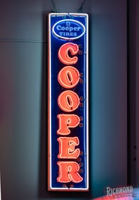 Cooper Tires Vertical Single Sided Tin Neon Sign w/ Logo