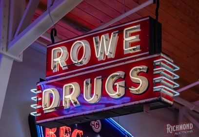 Rowe Drugs Double Sided Porcelain Factory Neon Sign