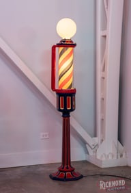  Ornate Barber Pole w/ White Globe