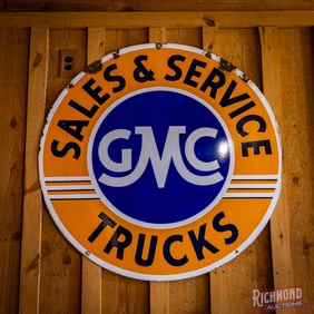 GMC Trucks Sales & Service 42" Double Sided Porcelain Sign