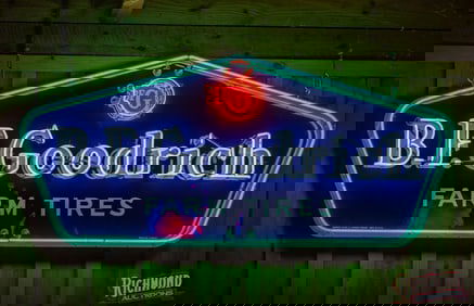 B.F. Goodrich Farm Tires Single Sided Tin Neon Sign