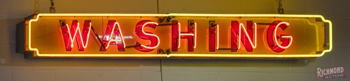 Shell Service Station Washing 9' Single Sided Porcelain Horizontal Neon Sign