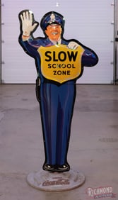 Incredible Coca-Cola Slow School Zone Policeman Curb Sign