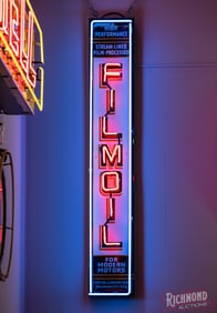 Outstanding Filmoil 6' Vertical Single Sided Tin Neon Sign Cato Oil & Grease Co.