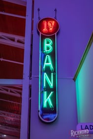 Excellent 1st Bank Vertical Single Sided Porcelain Factory Neon Sign