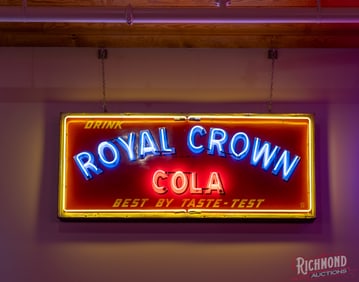 1948 Drink RC Royal Crown Cola "Best by Taste Test" Single Sided Tin Neon Sign