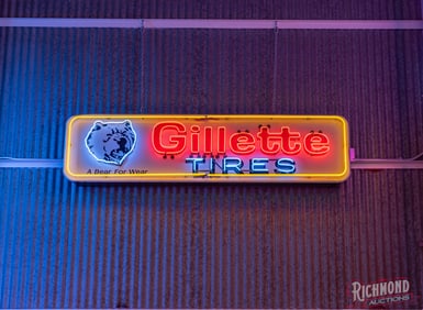 Gillette Tires Horizontal Single Sided Tin Neon Sign