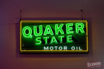 Quaker State Motor Oil 6' Embossed Single Sided Tin Neon Sign