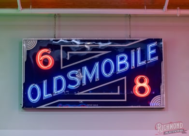 Scarce Oldsmobile Six Eight 10' Single Sided Porcelain Neon Sign Restored