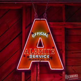 Official Alemite Service Single Sided Porcelain Die Cut Neon Sign