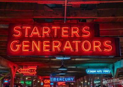 Starters Generators 7' Double Sided Tin Factory Neon Sign
