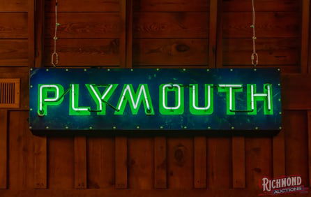 Plymouth Single Sided Porcelain Factory Neon Sign