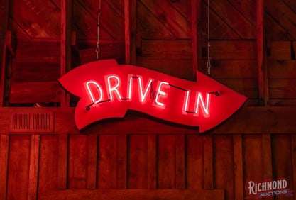 Drive-In Die Cut Single Sided Porcelain Factory Neon Arrow Sign