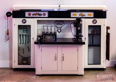 Ford Wynn's Friction Proofing Oil Alemite Service Station Cabinet Professionally Restored w/ Tools 