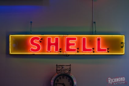 Shell Gasoline Single Sided Porcelain Embossed Horizontal Neon Sign