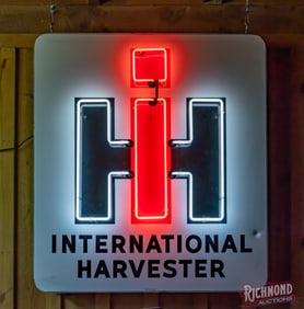 International Harvester IH Single Sided Porcelain Factory Neon Sign