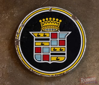 Cadillac Automobiles 20" Single Sided Porcelain Sign w/ Crest Logo