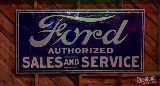 Early Ford Authorized Sales and Service 6' Single Sided Porcelain Sign