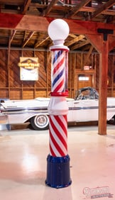 Koken Lighted Cast & Porcelain Barber Pole With Globe