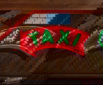 Taxi Die Cut 4' Double Sided Tin Arrow Neon Sign