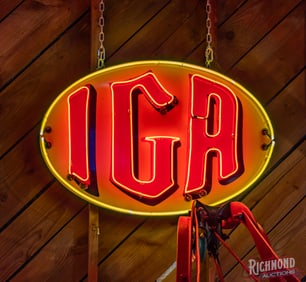 Fantastic IGA Single Sided Porcelain Neon Sign