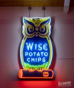 Wise Potato Chips Die Cut Single Sided Masonite Neon Sign w/ Owl
