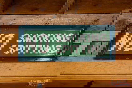 Scarce No Smoking Spitting Single Sided Porcelain Sign