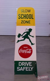 Coca-Cola DS Wooden School Zone Sign "Drive Refreshed"