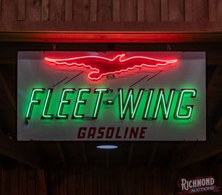 Fleet-Wing Gasoline Single Sided Porcelain Neon Sign