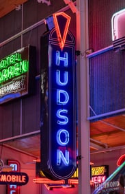 Outstanding Hudson Automobiles Vertical 11' Double Sided Porcelain Factory Die Cut Neon Sign