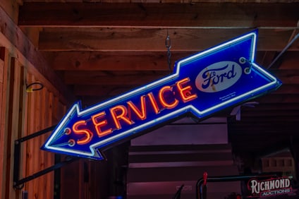 Ford Service Arrow Double Sided Porcelain Factory Neon Sign
